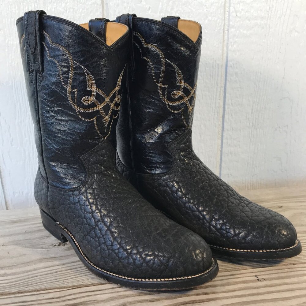 Aguila Bull Shoulder Roper Mens Black Leather Western Boots US 7 E MX 26 EE